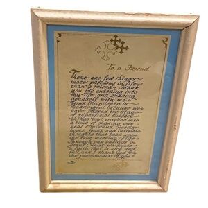 Vintage Framed Calligraphy Art Friendship By CPH 1979,‎